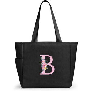 Personalized Beach Tote Bag Black-b
